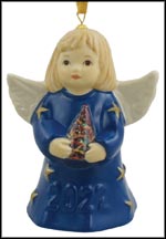 2022 Angel With Christmas Tree - Indigo Blue, Goebel Angel Bell MAIN