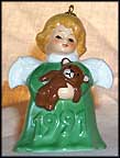 1991 Angel With Teddy Bear - Green, Goebel Angel Bell MAIN