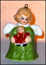 1992 Angel With Doll - Green, Goebel Angel Bell MAIN