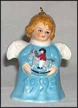 1993 Angel With Rocking Horse - Blue, Goebel Angel Bell MAIN