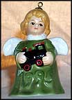 1995 Angel With Toy Train - Green, Goebel Angel Bell MAIN