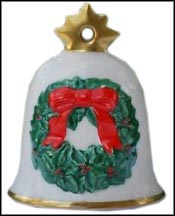 1986 Christmas Wreath, Goebel Annual Christmas Bell Ornament MAIN
