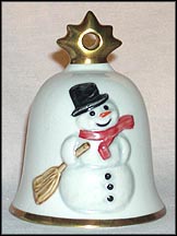 1989 Snowman, Goebel Annual Christmas Bell Ornament MAIN