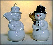 1984 Snowman white, Goebel Annual Christmas Ornament MAIN