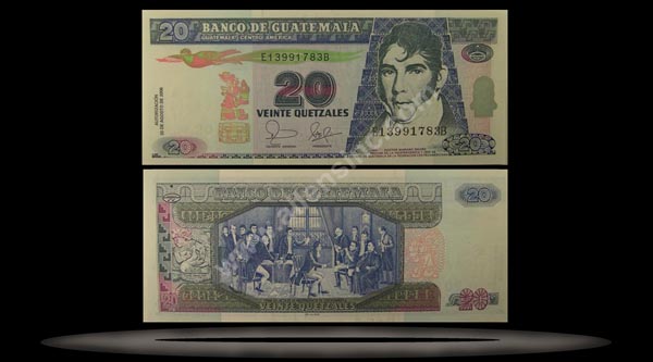 Guatemala Banknote, 20 Quetzales, 25.8.2006, P#112a MAIN