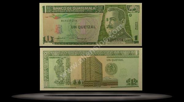Guatemala Banknote, 1 Quetzal, 16.7.1992, P#80 MAIN