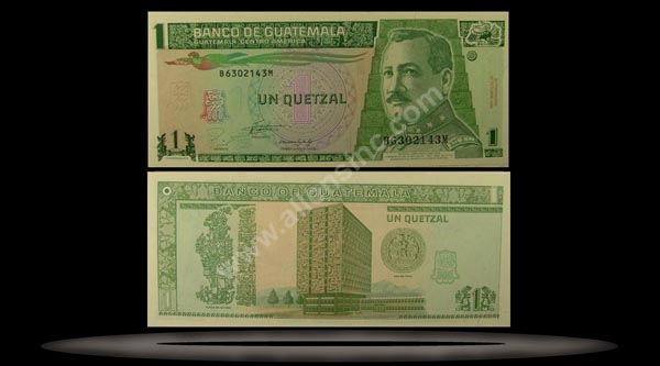 Guatemala Banknote, 1 Quetzal, 27.10.1993, P#87 MAIN