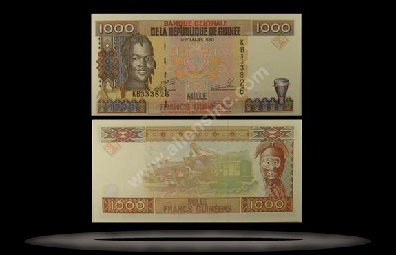Guinea Banknote, 1000 Francs , 1998, P#37 MAIN
