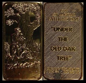 Under The Old Oak Tree, gold plated' Art Bar by Hamilton Mint. MAIN