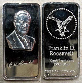 Franklin D. Roosevelt' Art Bar by Hamilton Mint. MAIN