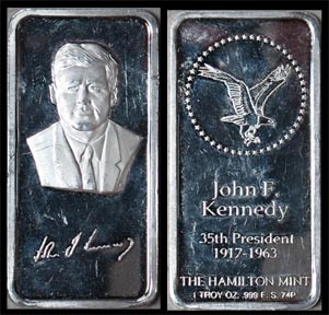 John F. Kennedy' Art Bar by Hamilton Mint. MAIN
