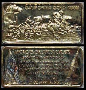 California Gold Rush, gold plated' Art Bar by Hamilton Mint. MAIN