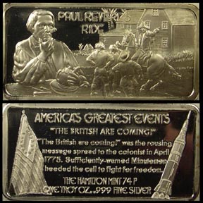Paul Revere's Ride' Art Bar by Hamilton Mint. MAIN