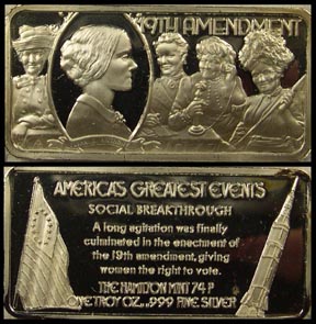 Nineteenth Amendment' Art Bar by Hamilton Mint. MAIN