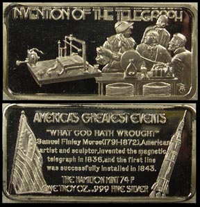 Invention of the Telegraph' Art Bar by Hamilton Mint. MAIN