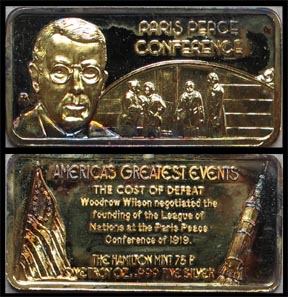 Paris Peace Conference, gold plated' Art Bar by Hamilton Mint. MAIN