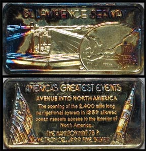 St. Lawrence Seaway, gold plated' Art Bar by Hamilton Mint. MAIN