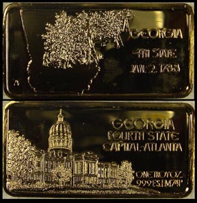 Georgia, gold plated' Art Bar by Hamilton Mint. MAIN