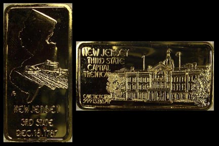 New Jersey, gold plated' Art Bar by Hamilton Mint. MAIN