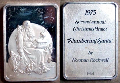 Rockwell's Slumbering Santa' Art Bar by Hamilton Mint. MAIN