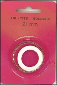 Air-Tite Coin Capsule, Model T, 21mm, white ring MAIN