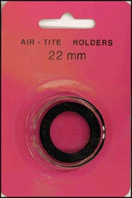 Air-Tite Coin Capsule, Model T, 22mm, black ring MAIN