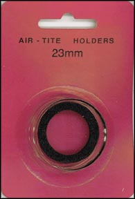 Air-Tite Coin Capsule, Model T, 23mm, black ring MAIN