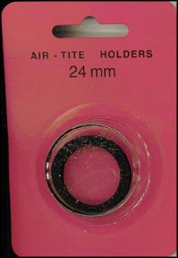 Air-Tite Coin Capsule, Model T, 24mm, black ring MAIN