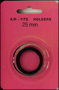 Air-Tite Coin Capsule, Model T, 25mm, black ring MAIN