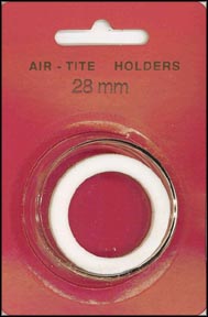 Air-Tite Coin Capsule, Model H, 28mm, white ring MAIN