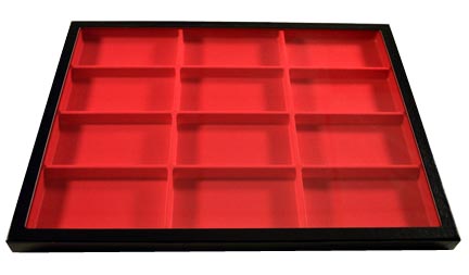 Chipboard Display Case, 12 Section 12 x 16 x 3/4'', red MAIN