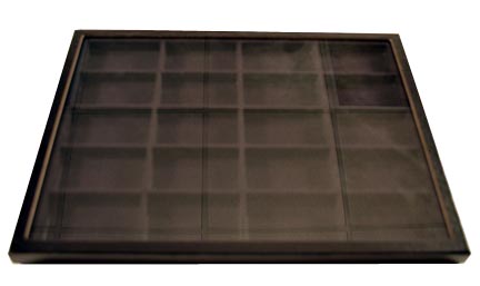 Chipboard Display Case, 20 Section 12 x 16 x 3/4'', black MAIN