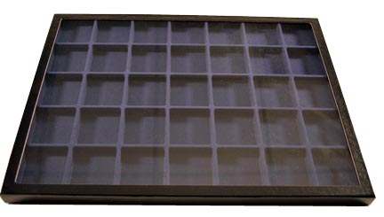Chipboard Display Case, 35 Section 12 x 16 x 3/4'', black MAIN