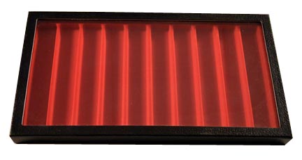 Chipboard Display Case, 10 Bar 7v x 14 1/2 x 1'', red MAIN