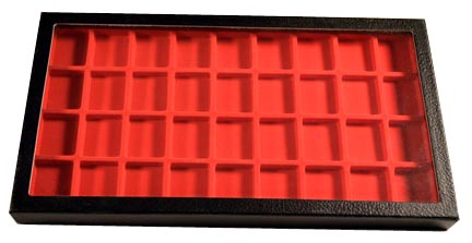 Chipboard Display Case, 36 Sect 7 3/4 x 14 1/2 x 1'', red MAIN