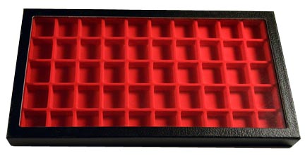 Chipboard Display Case, 50 Sect 7 3/4 x 14 1/2 x 1'', red MAIN
