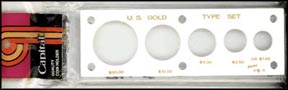 Capital Plastics #415A, US Gold Type Set $20, $10, $5, $2 1/2, Large $1, White MAIN