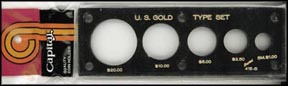 Capital Plastics #415B, US Gold Type Set $20, $10, $5, $2 1/2, Small $1, Black MAIN