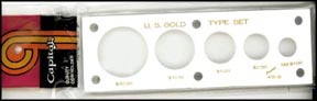 Capital Plastics #415B, US Gold Type Set $20, $10, $5, $2 1/2, Small $1, White MAIN