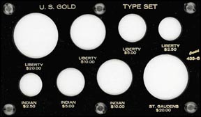 Capital Plastics #433G, US Gold Type Set, Liberty & Indian $20, $10, $5, $2 1/2, Black MAIN