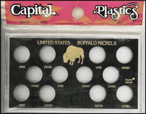 Capital Plastics #MA436, U. S. Buffalo Nickels 1934-1938D, Black MAIN