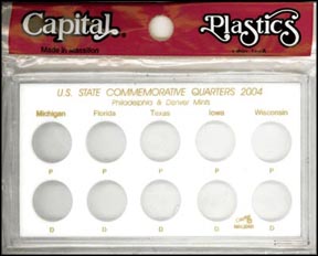 Capital Plastics #MAQB04, State Quarters for 2004, 10 coin, White MAIN