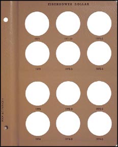 Dansco Album Page - Eisenhower Dollars 1971 to 1974 - page 1 MAIN