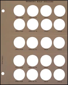Dansco Album Page - Kennedy Half Dollars 1992S to 1997D w/Proof - page 5 MAIN