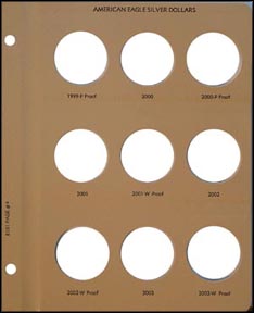 Dansco Album Page - Silver Eagles 1999P-2003 w/Proof - page 3 MAIN