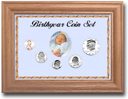 Edgar Marcus & Co Coin Frame - Birth Year 5-Coin Cent through Half Dollar - Blue MAIN