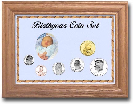 Edgar Marcus & Co Coin Frame - Birth Year 6-Coin Cent through Small Dollar - Blue MAIN