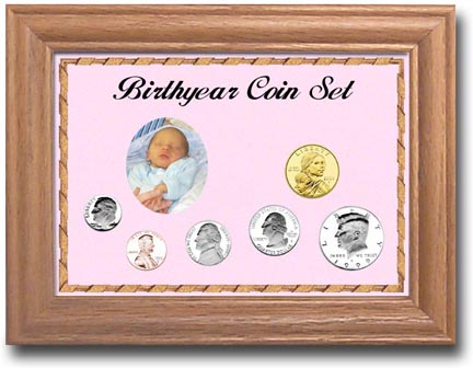 Edgar Marcus & Co Coin Frame - Birth Year 6-Coin Cent through Small Dollar - Pink MAIN