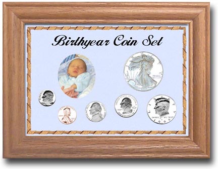 Edgar Marcus & Co Coin Frame - Birth Year 6-Coin Cent through Silver Eagle - Blue MAIN
