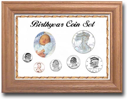 Edgar Marcus & Co Coin Frame - Birth Year 6-Coin Cent through Silver Eagle - White MAIN